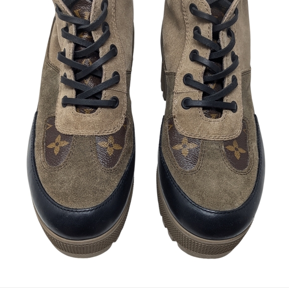 Louis Vuitton Laureate Tan Beige Black Neutral Desert Combat Boots Size EU 38 - Picture 5 of 16